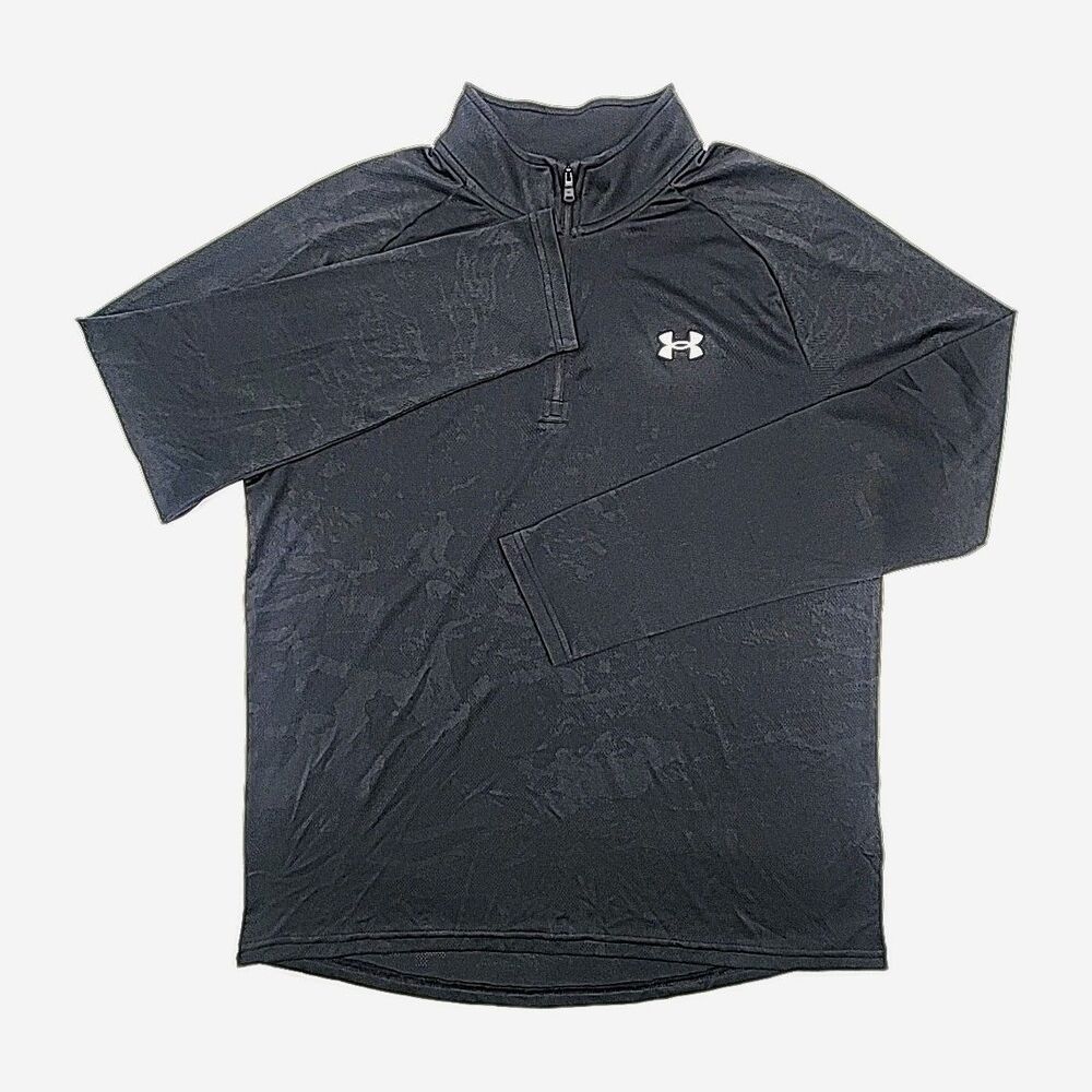 Under Amour Shirt 1/4 Zip Loose Lightweight Mesh Black Sz XL Men Polyester Top